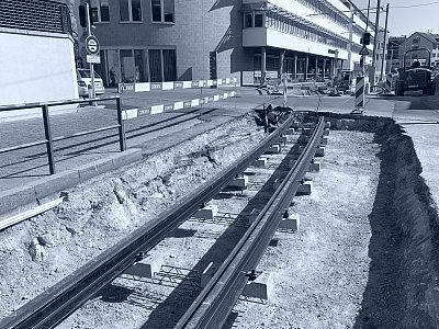 Einbau der festen Fahrbahn