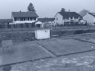 Baugrube und Fundation