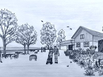 Visualisierung Aussenbereich Biergarten