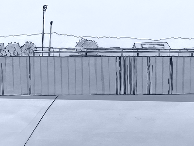 Sportanlage Berg Visu mit Lärmschutzwand